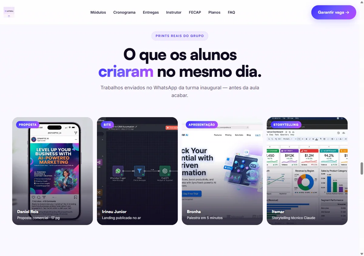 Exemplo visual de projeto desenvolvido no contexto do IA na Prática